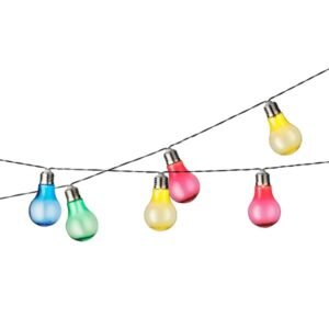 Napelemes villanykörte füzér – színes – 10 LED 4,5 m