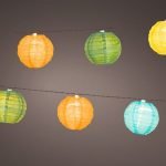 Napelemes lampionfüzér XL (10 színes lampion, 10 meleg fehér LED)
