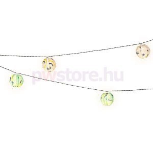 Napelemes lampionfüzér (10 fehér lampion, 10 meleg fehér LED)
