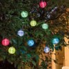 Kültéri hálózatos lampionfüzér színes, 20 LED