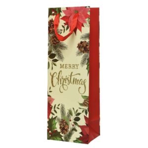 Karácsonyi italos ajándéktasak mikulásvirág Praktikus ajándéktasak az ünnepi alkalmakra. Kartonpapírból készült dekoratív ajádéktáska.