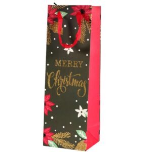 Karácsonyi italos ajándéktasak mikulásvirág Praktikus ajándéktasak az ünnepi alkalmakra. Kartonpapírból készült dekoratív ajádéktáska.