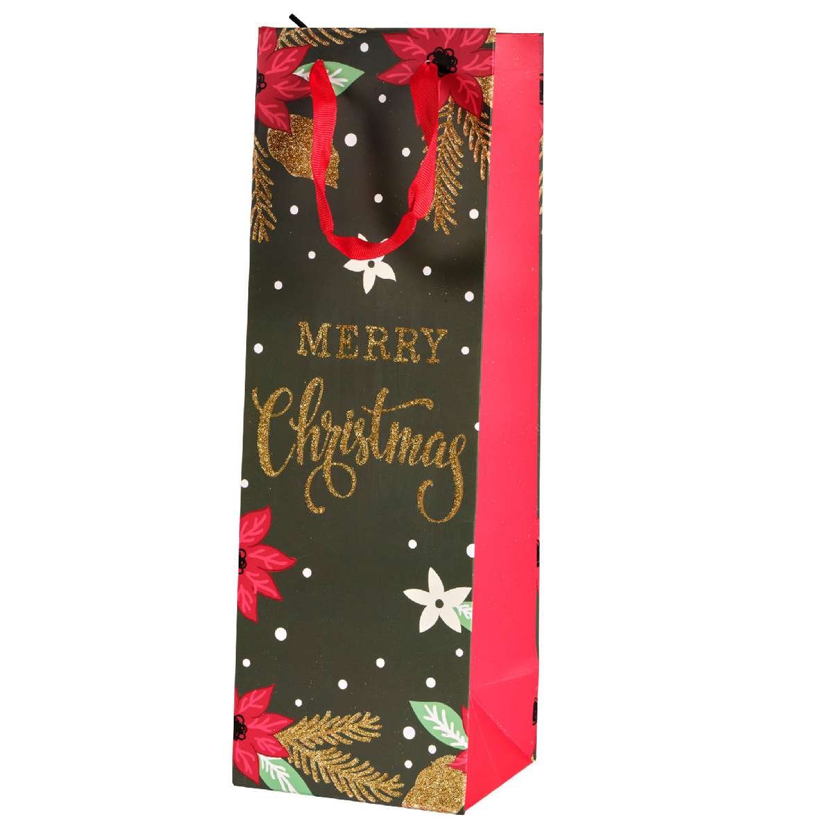 Karácsonyi italos ajándéktasak mikulásvirág (10x12x36 cm) 12 db/csomag 2 Karácsonyi italos ajándéktasak mikulásvirág Praktikus ajándéktasak az ünnepi alkalmakra. Kartonpapírból készült dekoratív ajádéktáska.